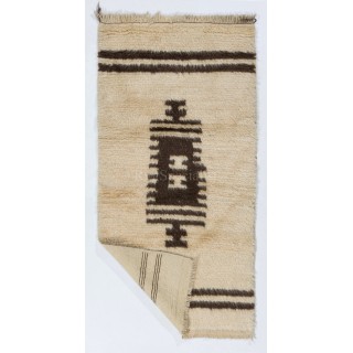 Handmade Tulu Rug Made of Natural Beige and Brown Wool. Custom Options Available