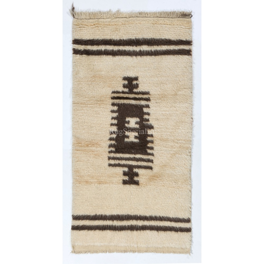 Handmade Tulu Rug Made of Natural Beige and Brown Wool. Custom Options Available Handmade Tulu Rug Made of Natural Beige and Brown Wool. Custom Options Available