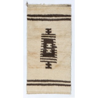 Handmade Tulu Rug Made of Natural Beige and Brown Wool. Custom Options Available