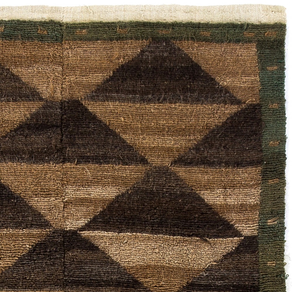 Hand-knotted Tulu Rug, 100% Wool. Brown and Green Colors. Custom Options Available