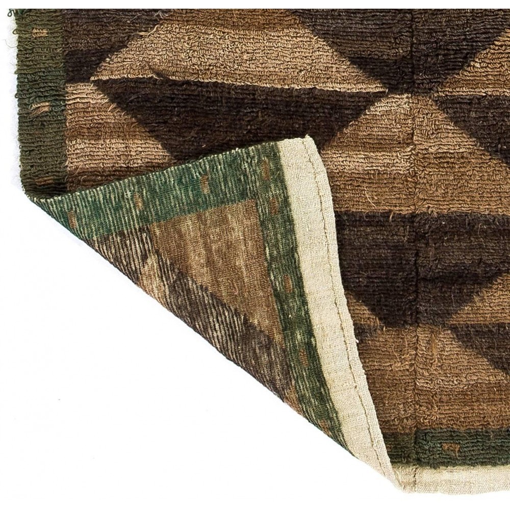 Hand-knotted Tulu Rug, 100% Wool. Brown and Green Colors. Custom Options Available