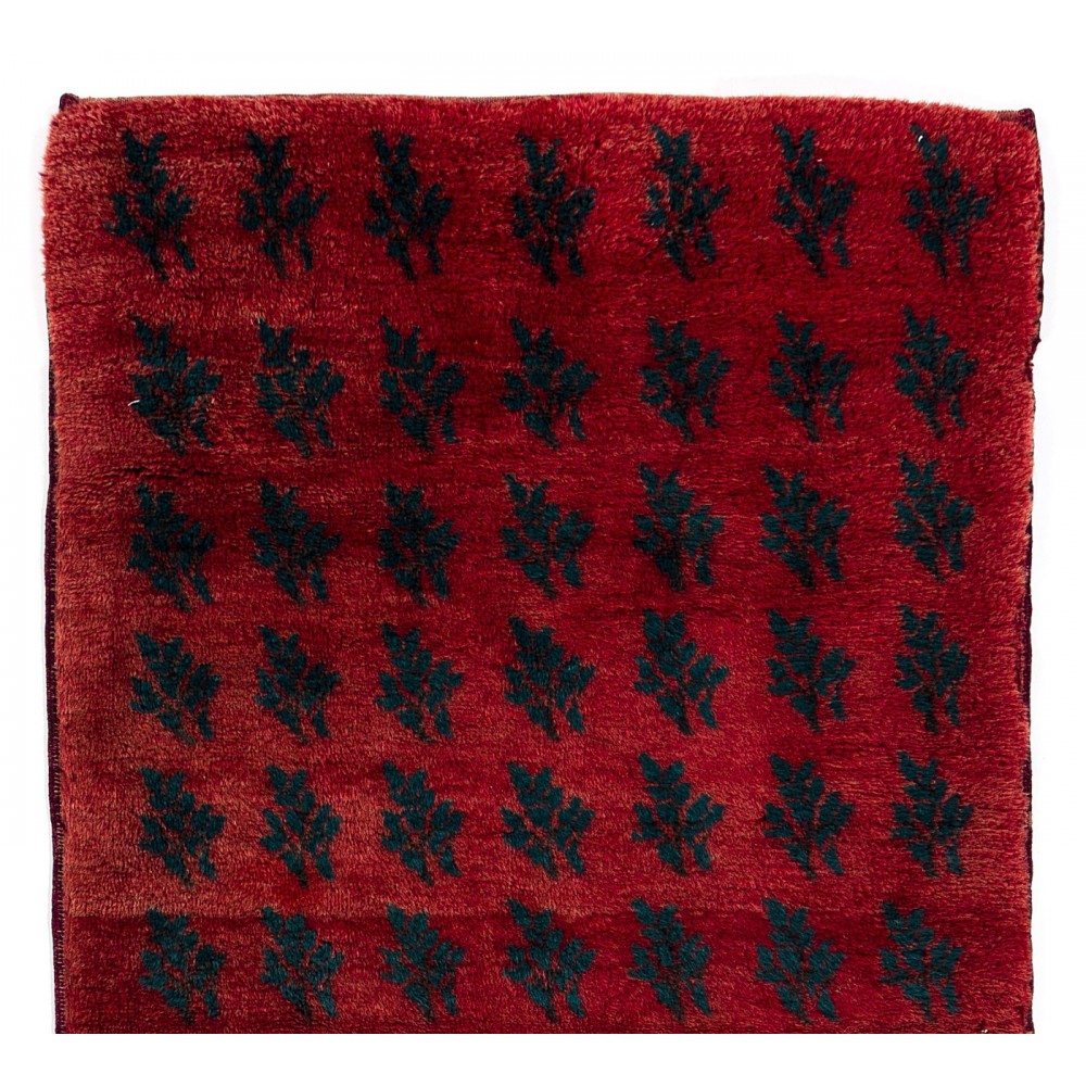 Vintage Handmade Tulu Serrated Leaves Rug from Turkey, 100% Wool