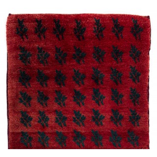 Vintage Handmade Tulu Serrated Leaves Rug from Turkey, 100% Wool