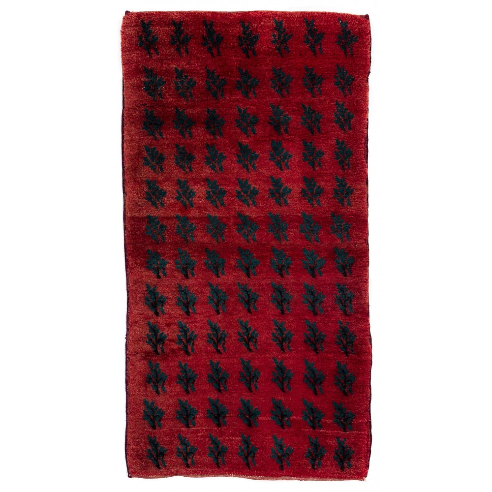 Vintage Handmade Tulu Serrated Leaves Rug from Turkey, 100% Wool