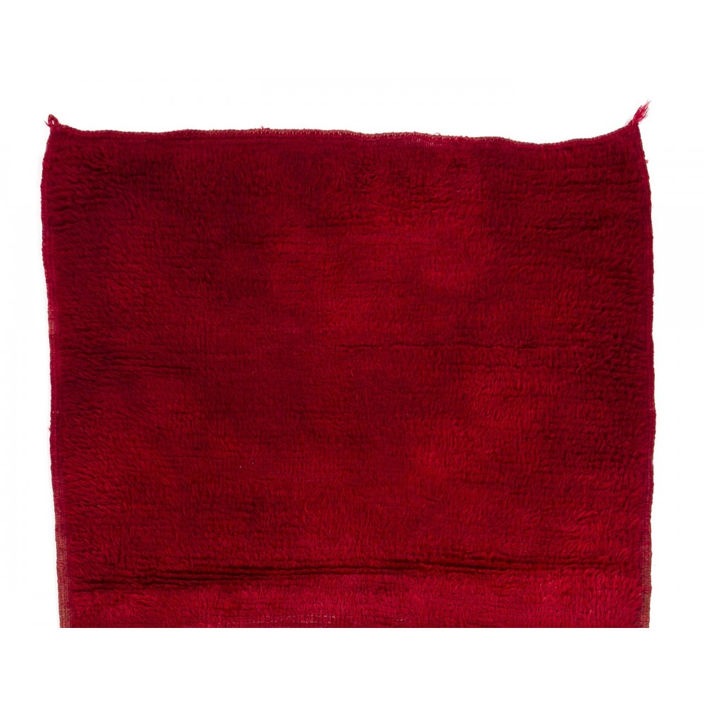 Solid Red Vintage Handmade Turkish Tulu Rug, 100% Wool