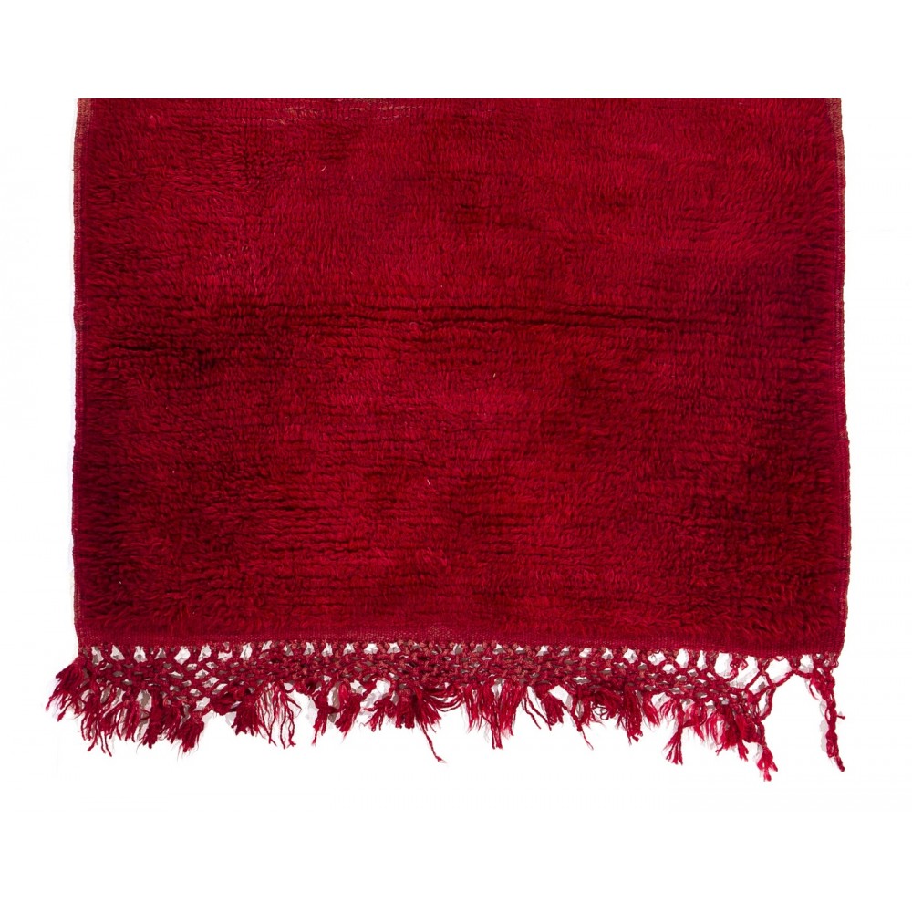 Solid Red Vintage Handmade Turkish Tulu Rug, 100% Wool