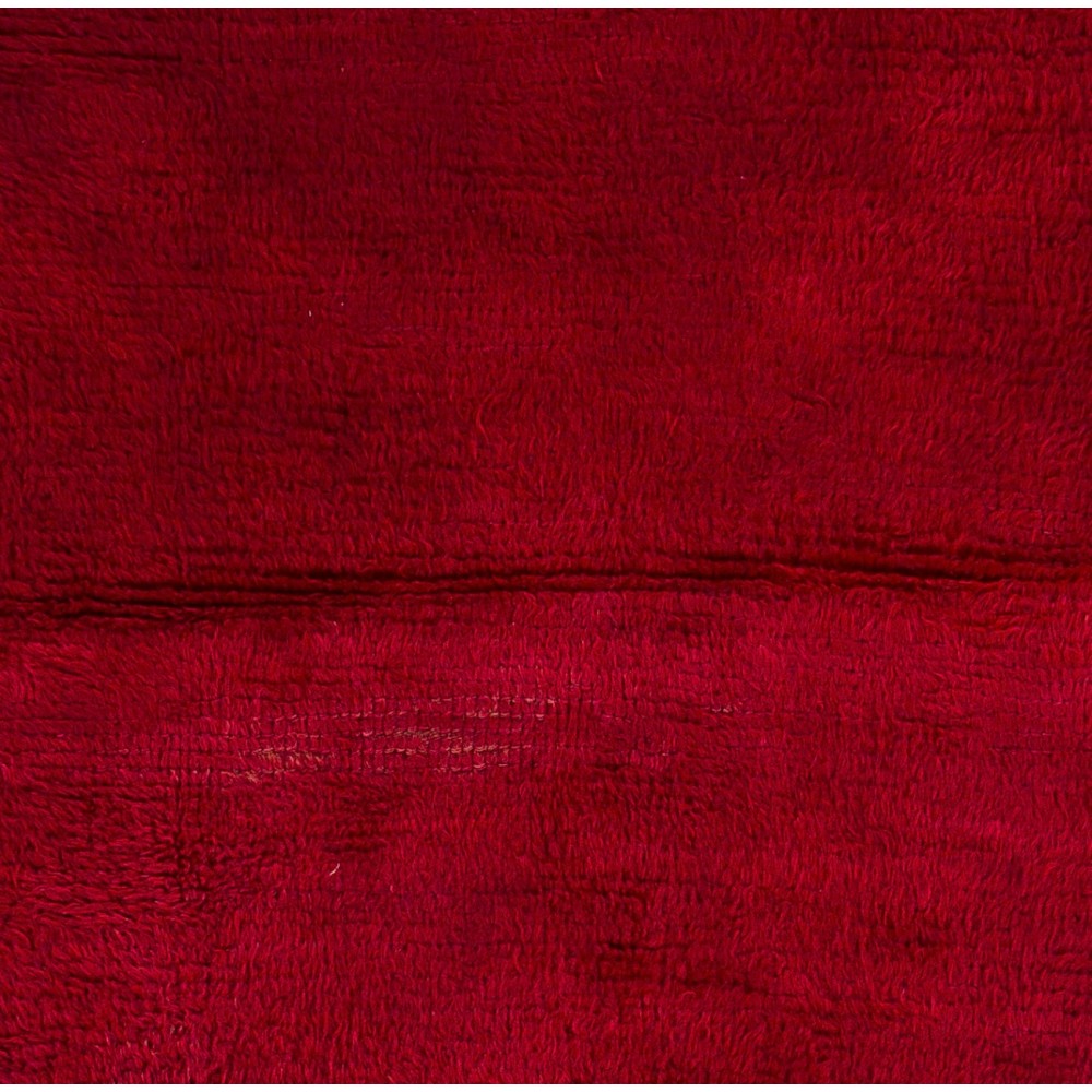 Solid Red Vintage Handmade Turkish Tulu Rug, 100% Wool
