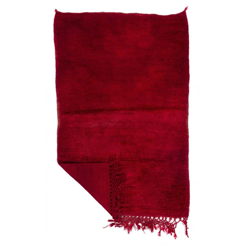 Solid Red Vintage Handmade Turkish Tulu Rug, 100% Wool