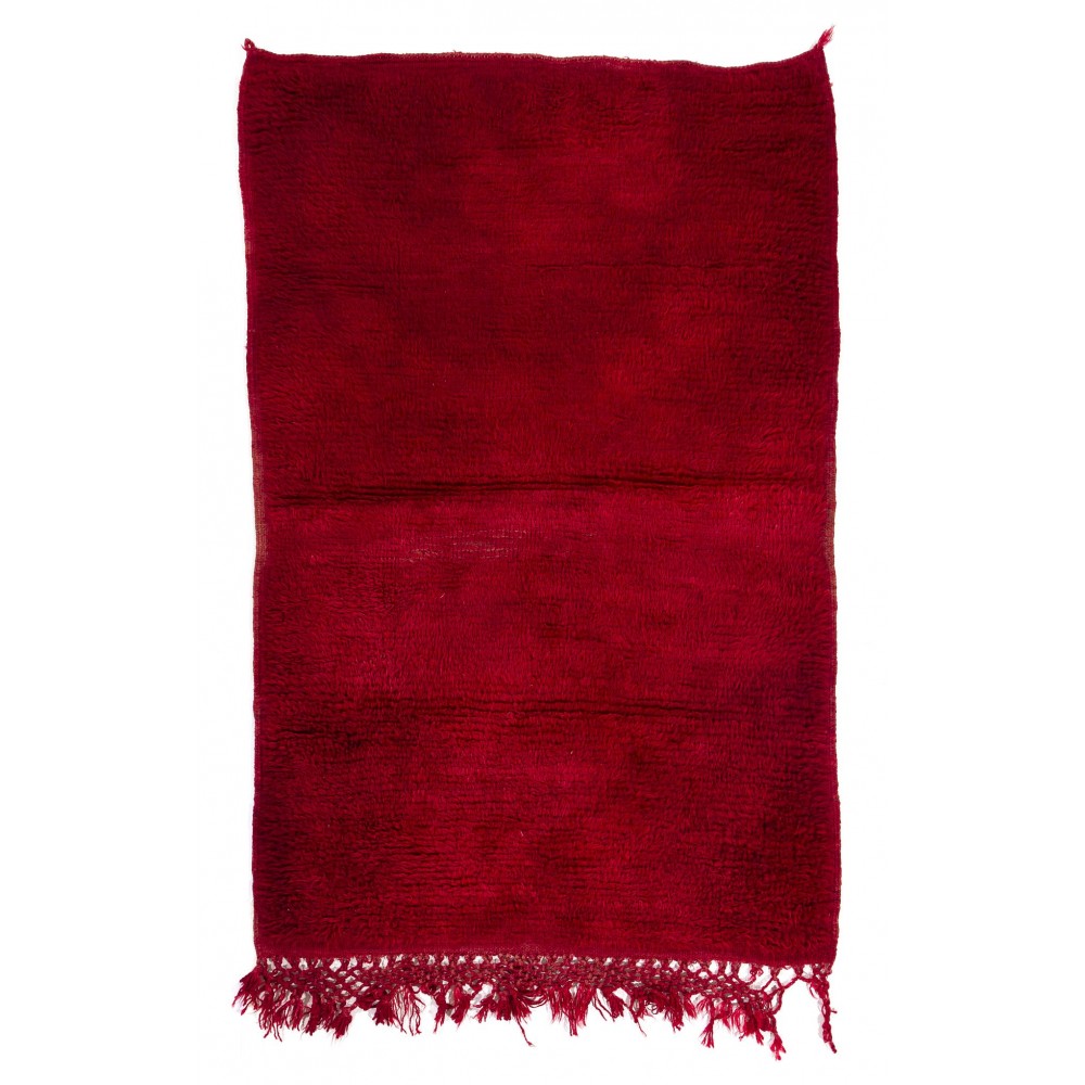 Solid Red Vintage Handmade Turkish Tulu Rug, 100% Wool