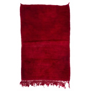 Solid Red Vintage Handmade Turkish Tulu Rug, 100% Wool