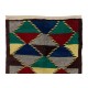 One of a Kind Colorful Vintage Handmade Turkish Tulu Rug with Geometric Design