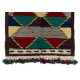 One of a Kind Colorful Vintage Handmade Turkish Tulu Rug with Geometric Design