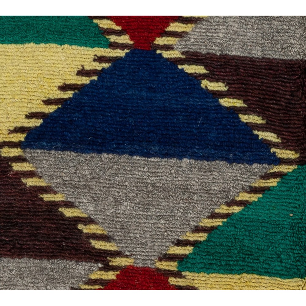 One of a Kind Colorful Vintage Handmade Turkish Tulu Rug with Geometric Design