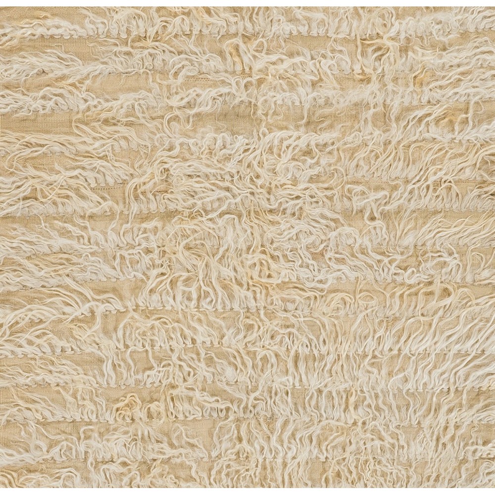 Plain Ivory Tulu Rug Made of Natural Undyed Mohair Wool