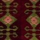 Vintage Hand-Knotted Turkish Tulu Rug with Geometric Hooked Motifs in Burgundy, Green and Pink, 100% Wool Vintage Hand-Knotted Turkish Tulu Rug with Geometric Hooked Motifs in Burgundy, Green and Pink, 100% Wool