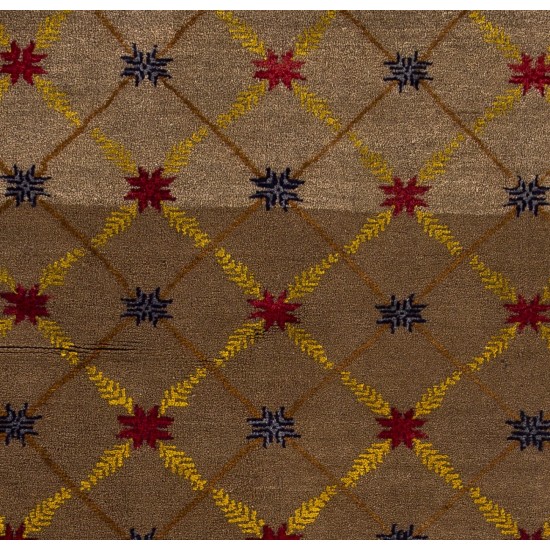Camel Wool Karapinar Rug with Lattice Design Camel Wool Karapinar Rug with Lattice Design