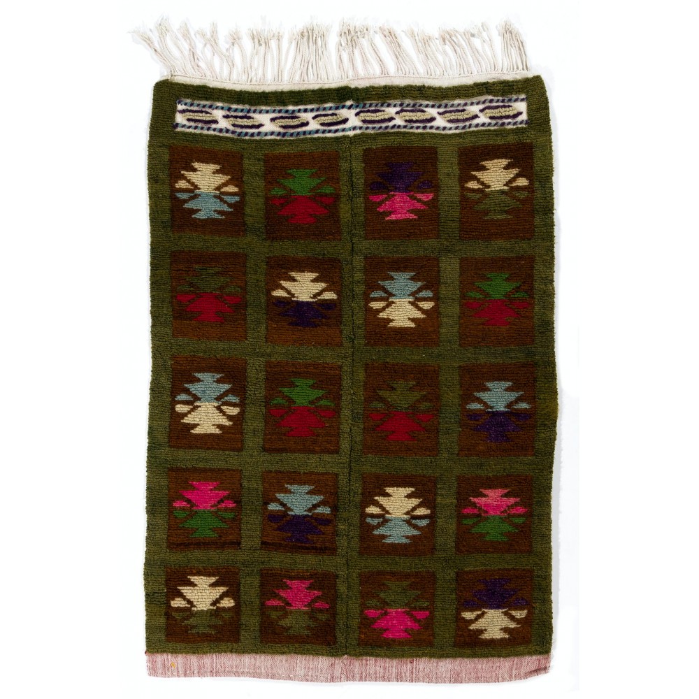 One of Kind Vintage Handmade Tulu Rug, circa 1970, 100% Wool