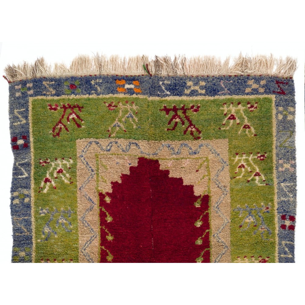 Vintage Hand-knotted One-of-a-Kind Turkish Tulu Rug with Niche Design