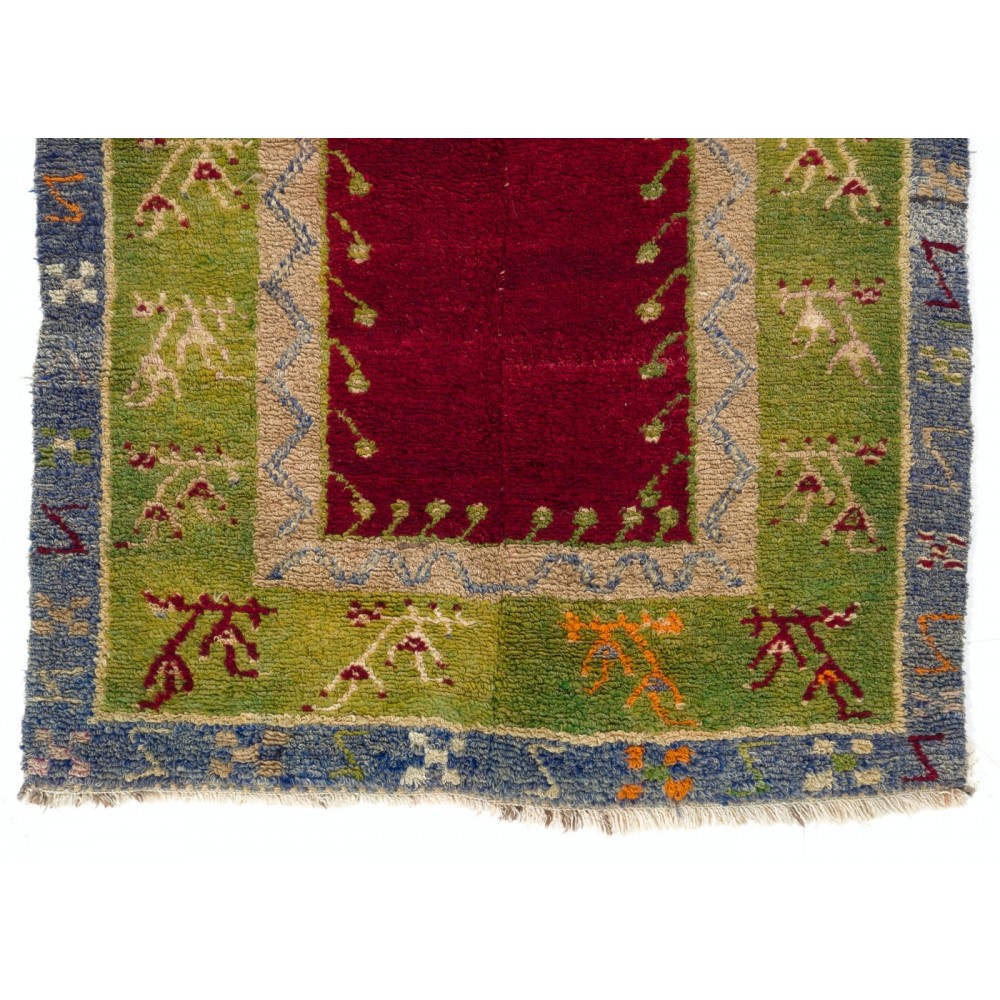 Vintage Hand-knotted One-of-a-Kind Turkish Tulu Rug with Niche Design
