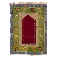 Vintage Hand-knotted One-of-a-Kind Turkish Tulu Rug with Niche Design