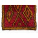 Funky One-of-a-Kind Vintage Handmade Tulu Rug, Made of Red, Orange, Brown Wool