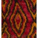 Funky One-of-a-Kind Vintage Handmade Tulu Rug, Made of Red, Orange, Brown Wool