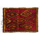 Funky One-of-a-Kind Vintage Handmade Tulu Rug, Made of Red, Orange, Brown Wool