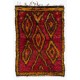 Funky One-of-a-Kind Vintage Handmade Tulu Rug, Made of Red, Orange, Brown Wool