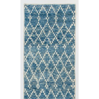 Moroccan Berber Tulu Runner Rug in Light Blue Color. 100 Wool