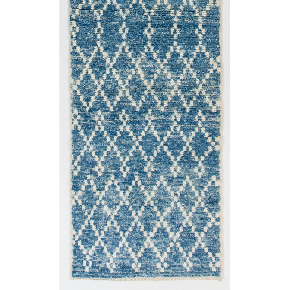 Moroccan Berber Tulu Runner Rug in Light Blue Color. 100 Wool