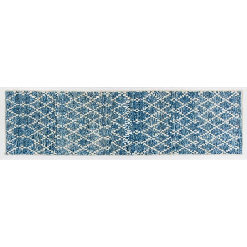 Moroccan Berber Tulu Runner Rug in Light Blue Color. 100 Wool