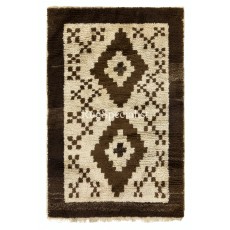 Moroccan style Rug Made of Brown and Beige Wool. Hand-knotted Beni Ourain Carpet