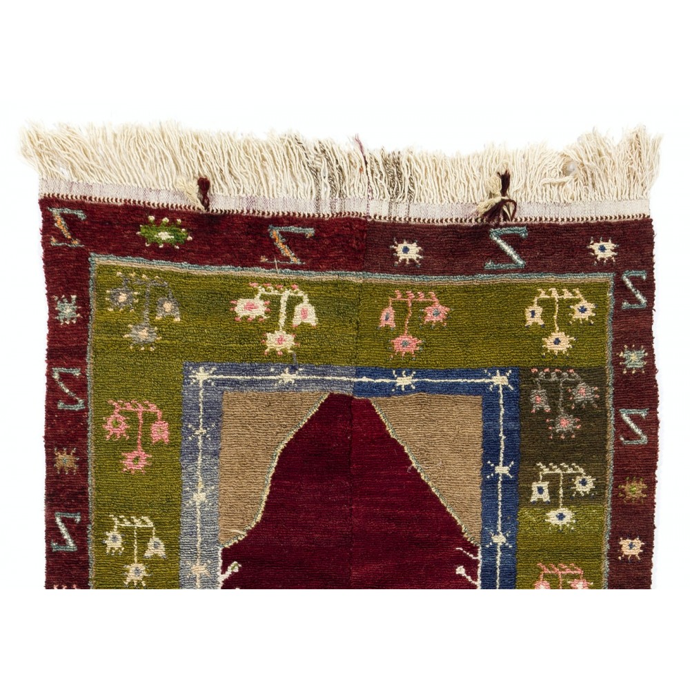 Vintage Handmade Tulu Rug with Archway Design