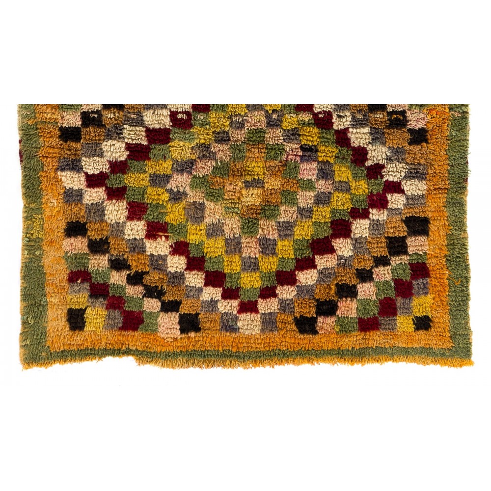 One of a Kind Midcentury "Tulu" Rug with Checkered Design