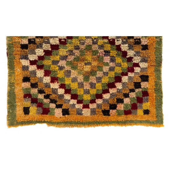 Checkered One of a Kind Midcentury "Tulu" Rug Checkered One of a Kind Midcentury "Tulu" Rug