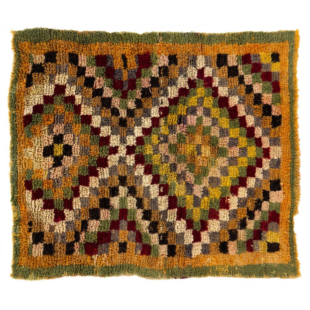 One of a Kind Midcentury "Tulu" Rug with Checkered Design