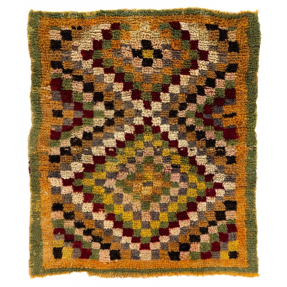 One of a Kind Midcentury "Tulu" Rug with Checkered Design