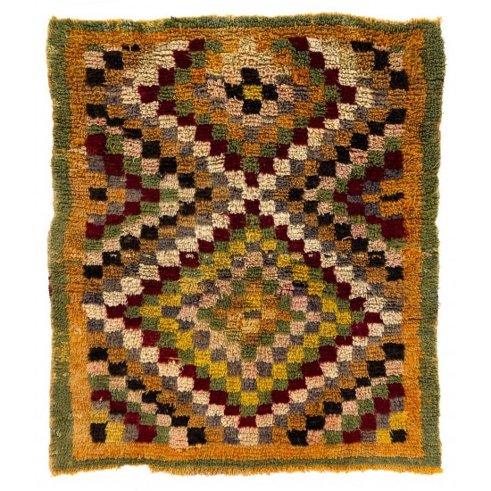 Checkered One of a Kind Midcentury "Tulu" Rug