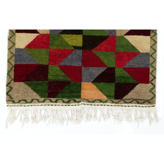 Colorful Vintage Hand-knotted Turkish "Tulu" Rug, circa 1960, One-of-a-Kind Colorful Vintage Hand-knotted Turkish "Tulu" Rug, circa 1960, One-of-a-Kind