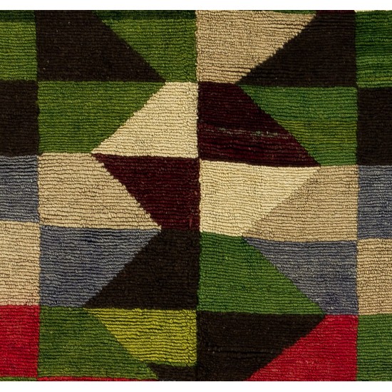 Colorful Vintage Hand-knotted Turkish "Tulu" Rug, circa 1960, One-of-a-Kind Colorful Vintage Hand-knotted Turkish "Tulu" Rug, circa 1960, One-of-a-Kind
