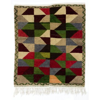 Colorful Vintage Hand-knotted Turkish "Tulu" Rug, circa 1960, One-of-a-Kind