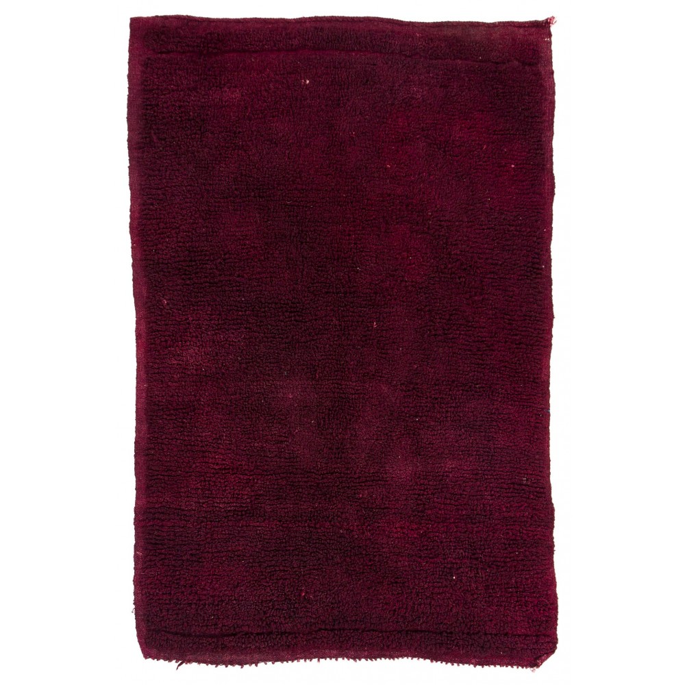 Solid Maroon Red Color Minimalist Tulu Rug, 100% Soft Wool