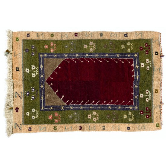 One of a Kind Vintage Anatolian Tulu Rug