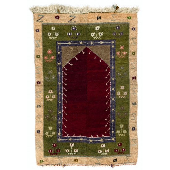 One of a Kind Vintage Anatolian Tulu Rug