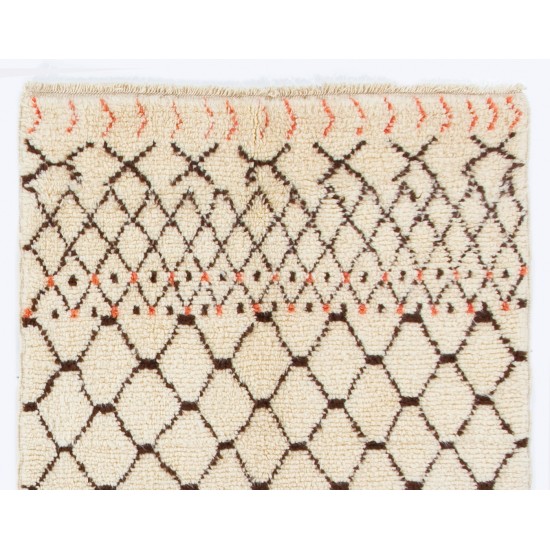 Contemporary Moroccan Rug, Natural Undyed Wool, Custom Options Available