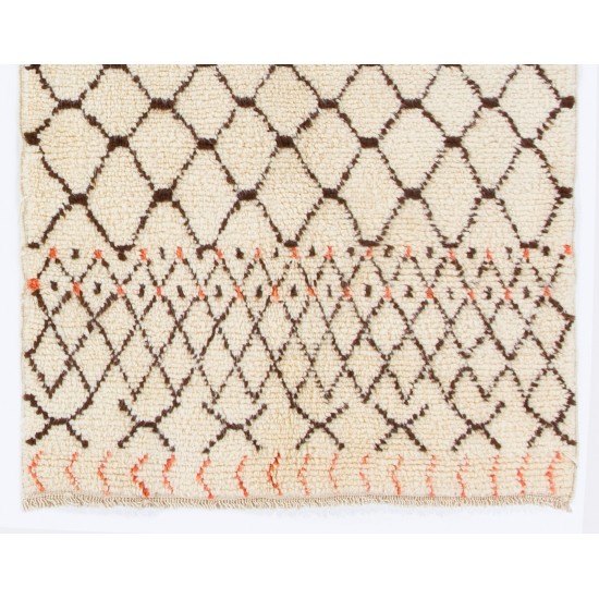 Contemporary Moroccan Rug, Natural Undyed Wool, Custom Options Available