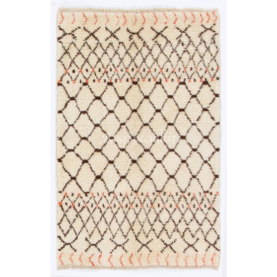 Contemporary Moroccan Tulu Rug, 100% Organic Wool, Custom Options Available