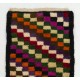 Colorful Vintage Handmade Checkered Tulu Rug, Soft Wool Pile