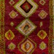 Colorful Vintage Handmade Checkered Tulu Rug, Soft Wool Pile