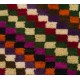 Colorful Vintage Handmade Checkered Tulu Rug, Soft Wool Pile